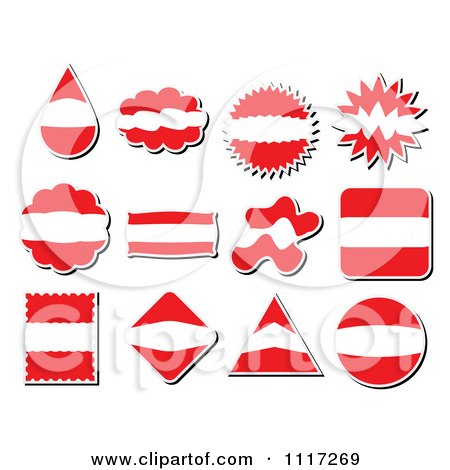 Vector Clipart Of A Austrian Flag Stickers In Different Shapes - Royalty Free Graphic Illustration by Andrei Marincas