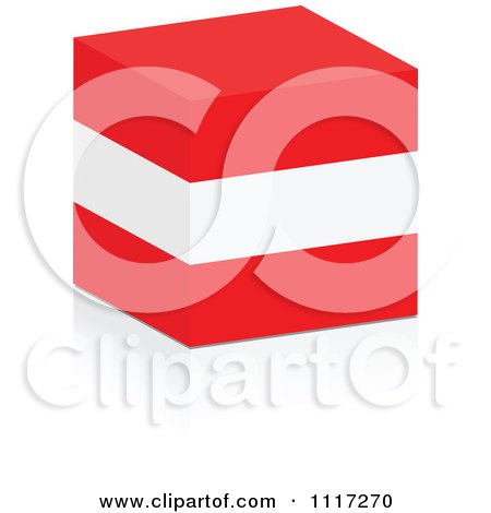 Vector Clipart Of A 3d Austrian Flag Cube And Reflection - Royalty Free Graphic Illustration by Andrei Marincas