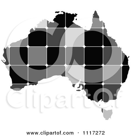 Vector Clipart Of A Grayscale Tiled Australian Map - Royalty Free Graphic Illustration by Andrei Marincas