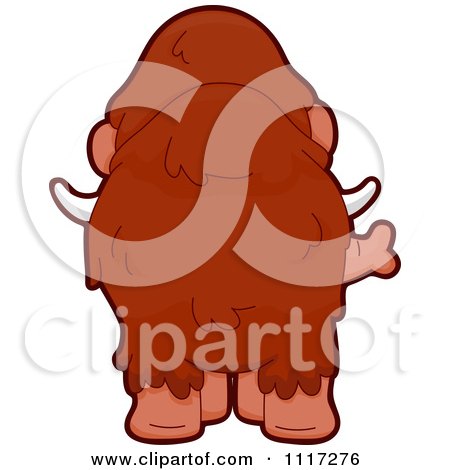 Cartoon Of A Rear View Of A Cute Mammoth - Royalty Free Vector Clipart by BNP Design Studio