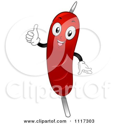 Cartoon Of A Happy Hot Dog Holding A Thumb Up - Royalty Free Vector Clipart by BNP Design Studio