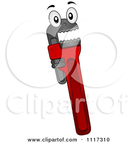 Cartoon Of A Surprised Pipe Wrench - Royalty Free Vector Clipart by BNP Design Studio