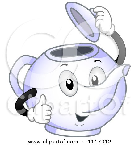 Cartoon Of A Happy Tea Pot Lifting Its Lid And Giving A Thumb Up - Royalty Free Vector Clipart by BNP Design Studio