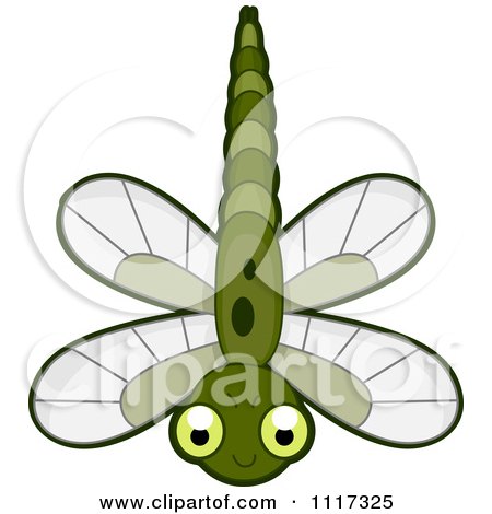 Cartoon Of A Cute Green Dragonfly - Royalty Free Vector Clipart by BNP Design Studio