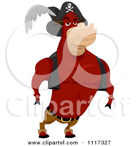 Cartoon Of A Strong Ox Pirate - Royalty Free Vector Clipart by BNP Design Studio