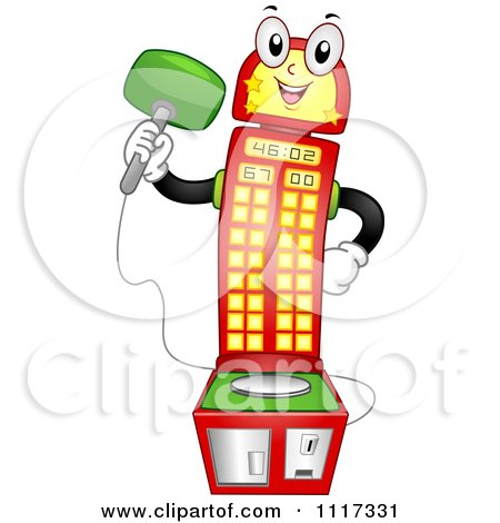 Cartoon Of A Happy Carnival High Spiker Machine Holding A Hammer - Royalty  Free Vector Clipart by BNP Design Studio #1117331