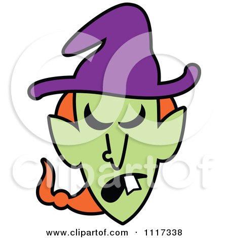 Cartoon Of A Halloween Witch With An Angry Expression - Royalty Free Vector Clipart by Zooco