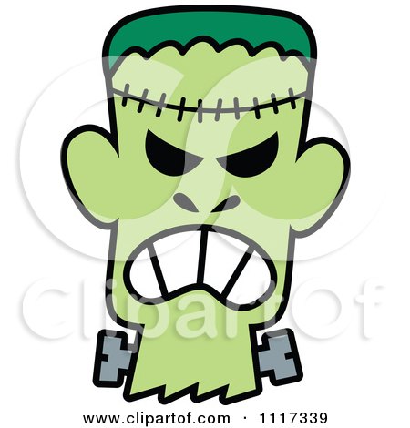 Cartoon Of A Halloween Frankenstein With An Angry Expression - Royalty Free Vector Clipart by Zooco