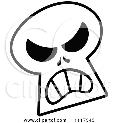 Cartoon Of A Halloween Skull With An Angry Expression - Royalty Free Vector Clipart by Zooco