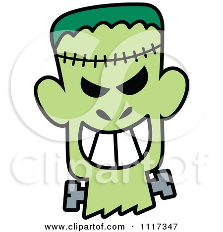 Cartoon Of A Halloween Frankenstein With A Naughty Grin - Royalty Free Vector Clipart by Zooco