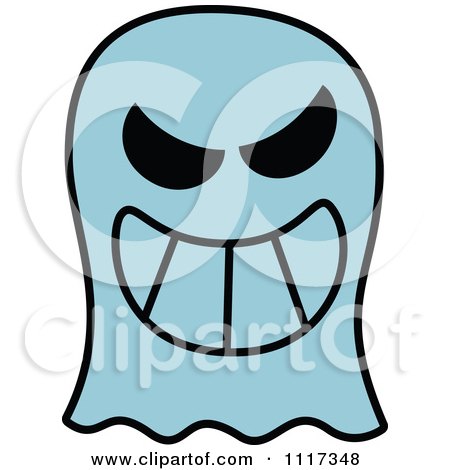 Cartoon Of A Halloween Ghost With A Naughty Grin - Royalty Free Vector Clipart by Zooco