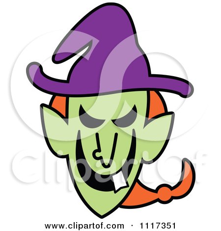 Cartoon Of A Halloween Witch With A Naughty Grin - Royalty Free Vector Clipart by Zooco