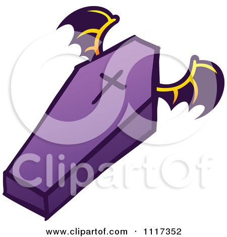 Cartoon Of A Halloween Flying Vampire Coffin - Royalty Free Vector Clipart by Zooco