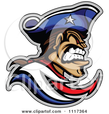 Vector Clipart Of A Aggressive Patriot Mascot In Profile - Royalty Free Graphic Illustration by Chromaco