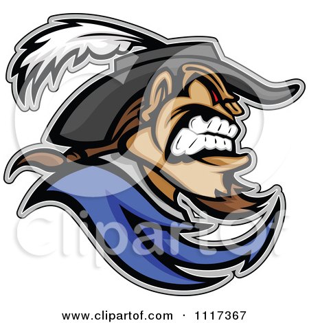 Vector Clipart Of A Aggressive Cavalier Soldier In Profile - Royalty Free Graphic Illustration by Chromaco