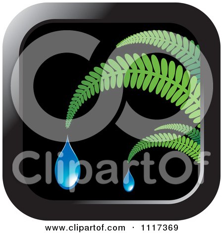 Clipart Of A Fern And Droplet Black Icon - Royalty Free Vector Illustration by Lal Perera