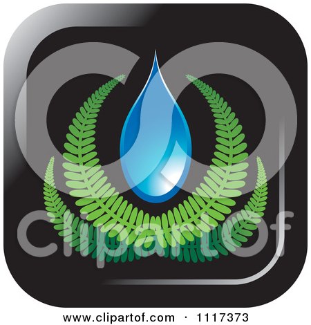 Clipart Of A Fern And Water Droplet Icon - Royalty Free Vector Illustration by Lal Perera