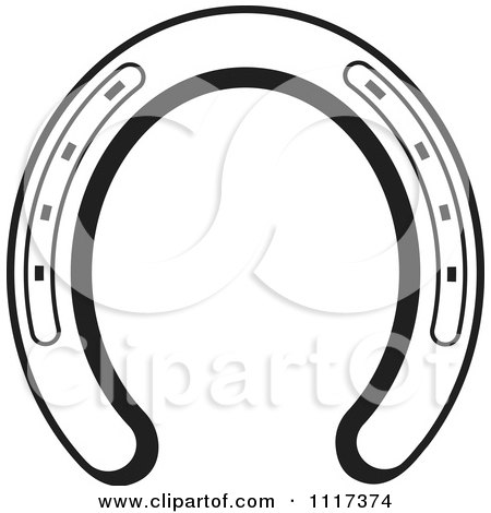 Clipart Of A Black And White Horseshoe - Royalty Free Vector Illustration by Lal Perera