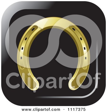Clipart Of A Gold Horseshoe Icon - Royalty Free Vector Illustration by Lal Perera