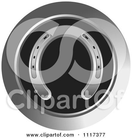 Clipart Of A Silver Horseshoe Icon - Royalty Free Vector Illustration by Lal Perera