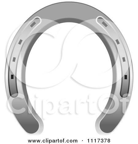 Clipart Of A Silver Horseshoe - Royalty Free Vector Illustration by Lal Perera