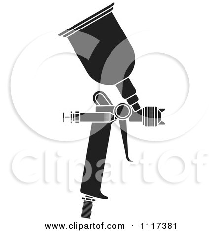 Clipart Of A Black Spray Painting Gun - Royalty Free Vector Illustration by Lal Perera