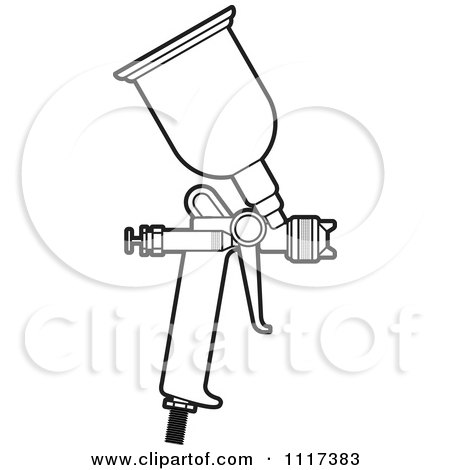 Clipart Of An Outlined Spray Painting Gun - Royalty Free Vector Illustration by Lal Perera
