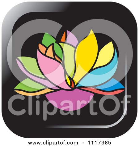 Clipart Of A Colorful Lotus Flower Icon - Royalty Free Vector Illustration by Lal Perera