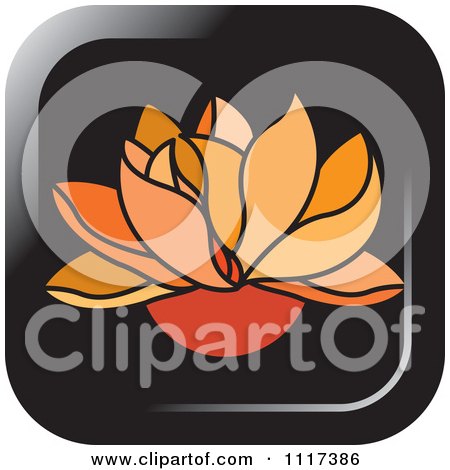 Clipart Of An Orange Lotus Flower Icon - Royalty Free Vector Illustration by Lal Perera
