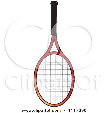 Clipart Of A Red And Black Tennis Racket - Royalty Free Vector Illustration by Lal Perera