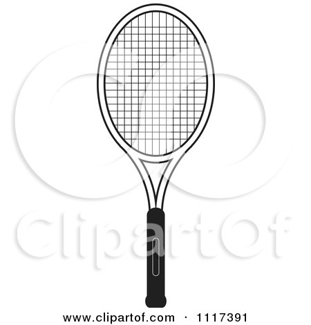 Clipart Of A Black And White Tennis Racket - Royalty Free Vector Illustration by Lal Perera