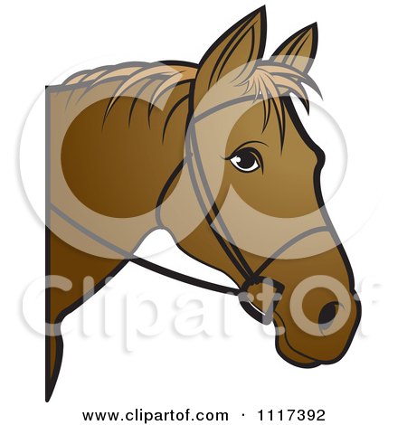 Clipart Of A Brown Horse Head With Reins - Royalty Free Vector Illustration by Lal Perera