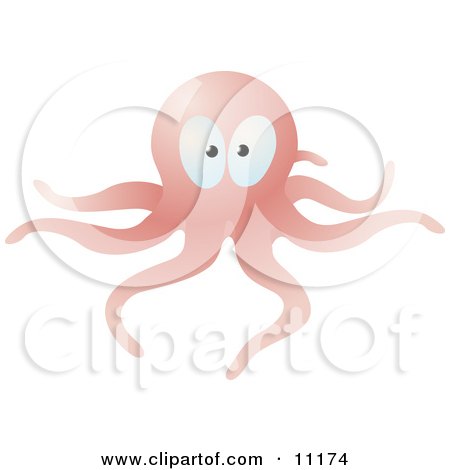 Pink Octopus With Long Tentacles Clipart Illustration by AtStockIllustration