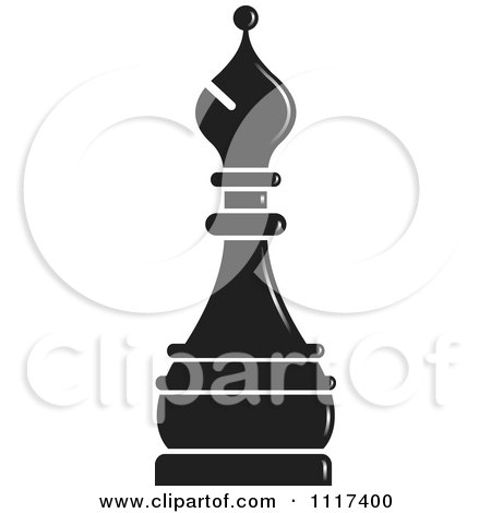 Clipart Of A Black Bishop Chess Piece - Royalty Free Vector Illustration by Lal Perera