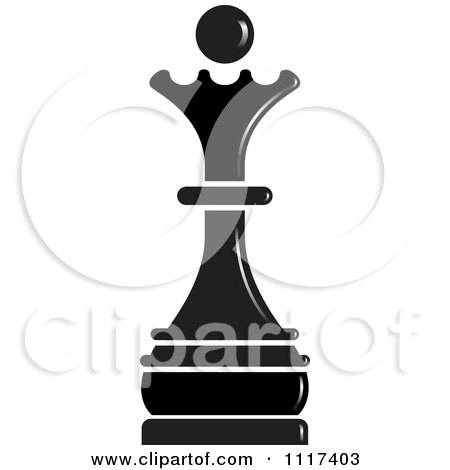 Clipart Of A Black Queen Chess Piece - Royalty Free Vector Illustration by Lal Perera
