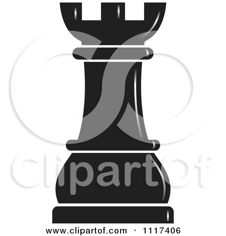 Clipart Of A Black Rook Chess Piece - Royalty Free Vector Illustration by Lal Perera