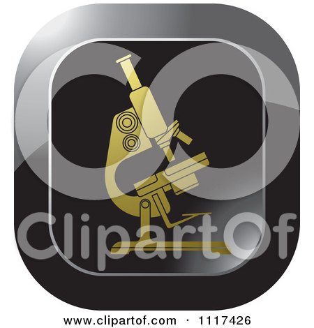 Clipart Of A Gold Scientific Microscope Icon - Royalty Free Vector Illustration by Lal Perera