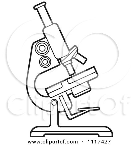 Clipart Of An Outlined Scientific Microscope - Royalty Free Vector Illustration by Lal Perera
