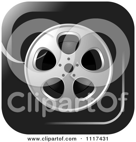 Clipart Of A Movie Film Reel Black Icon - Royalty Free Vector Illustration by Lal Perera