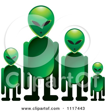 Clipart Of A Green Extraterrestrial Alien Family - Royalty Free Vector Illustration by Lal Perera