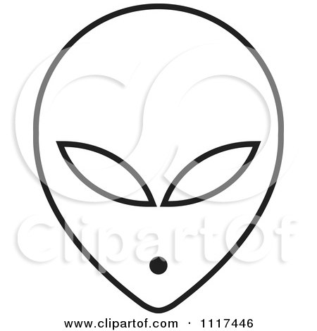 Clipart Of A Black And White Extraterrestrial Alien Face - Royalty Free Vector Illustration by Lal Perera