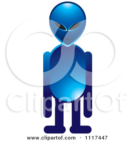 Clipart Of A Blue Extraterrestrial Alien Standing - Royalty Free Vector Illustration by Lal Perera