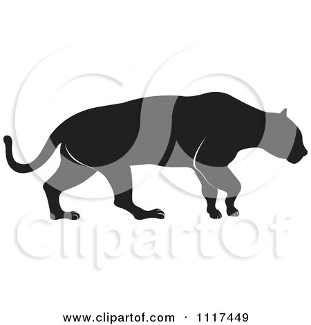 Clipart Of A Silhouetted Jaguar - Royalty Free Vector Illustration by Lal Perera
