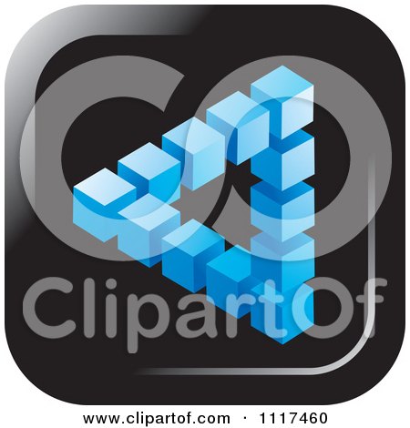 Clipart Of A 3d Blue Cubic Pyramid Optical Illusion Icon - Royalty Free Vector Illustration by Lal Perera