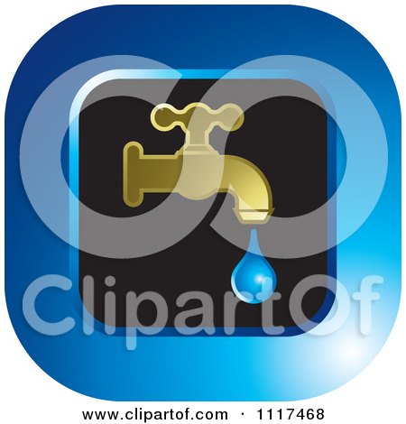 Clipart Of A Dripping Tap Water Faucet Icon 1 - Royalty Free Vector Illustration by Lal Perera