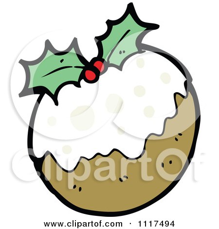 Cartoon Of Xmas Plum Pudding 1 - Royalty Free Vector Clipart by lineartestpilot