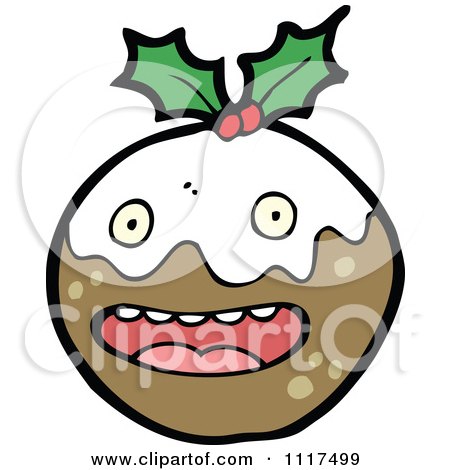 Cartoon Of Xmas Plum Pudding Character 5 - Royalty Free Vector Clipart by lineartestpilot