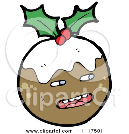 Cartoon Of Xmas Plum Pudding Character 7 - Royalty Free Vector Clipart by lineartestpilot