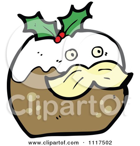 Cartoon Of Xmas Plum Pudding Character 8 - Royalty Free Vector Clipart by lineartestpilot