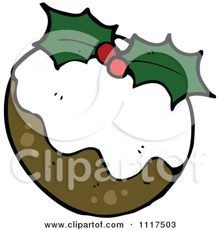 Cartoon Of Xmas Plum Pudding 2 - Royalty Free Vector Clipart by lineartestpilot